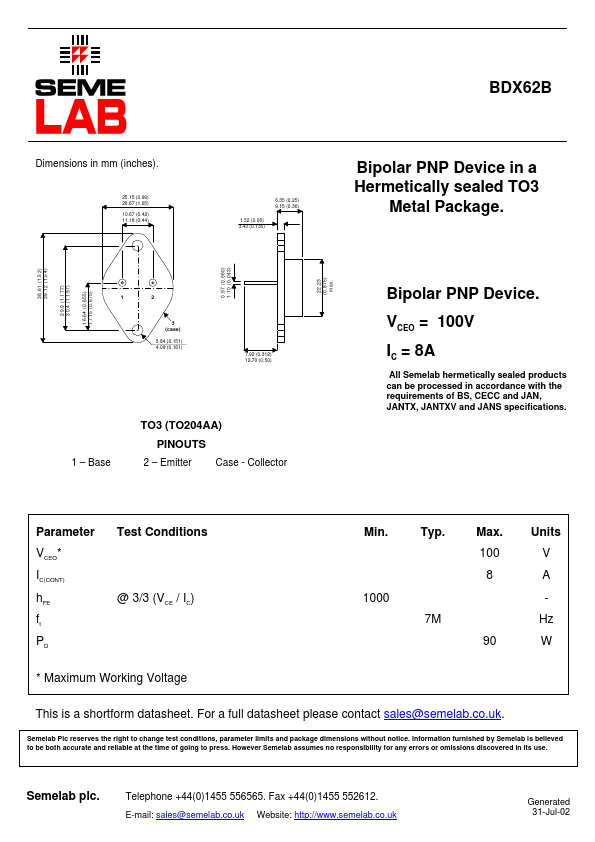 BDX62B Seme LAB