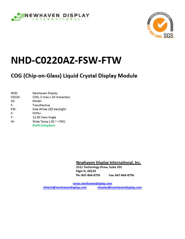 NHD-C0220AZ-FSW-FTW