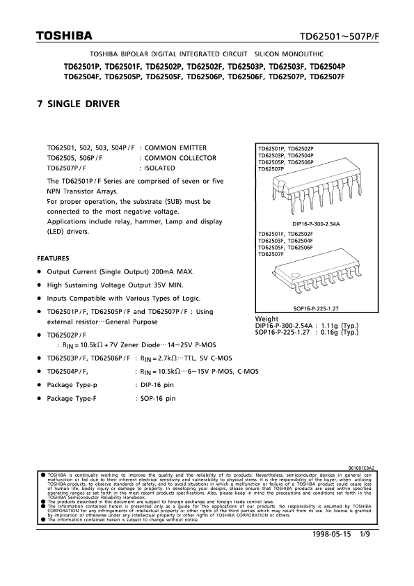 AD62502F Toshiba Semiconductor