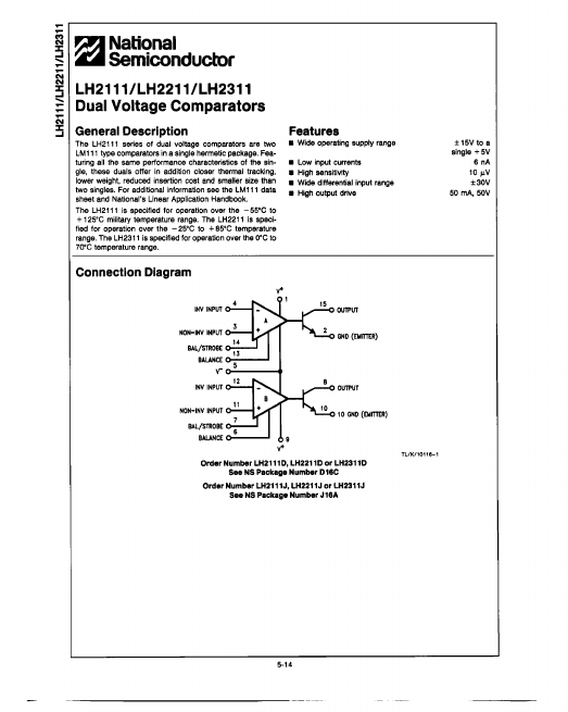 LH2211 National Semiconductor