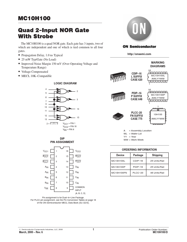 MC10H100 ON Semiconductor