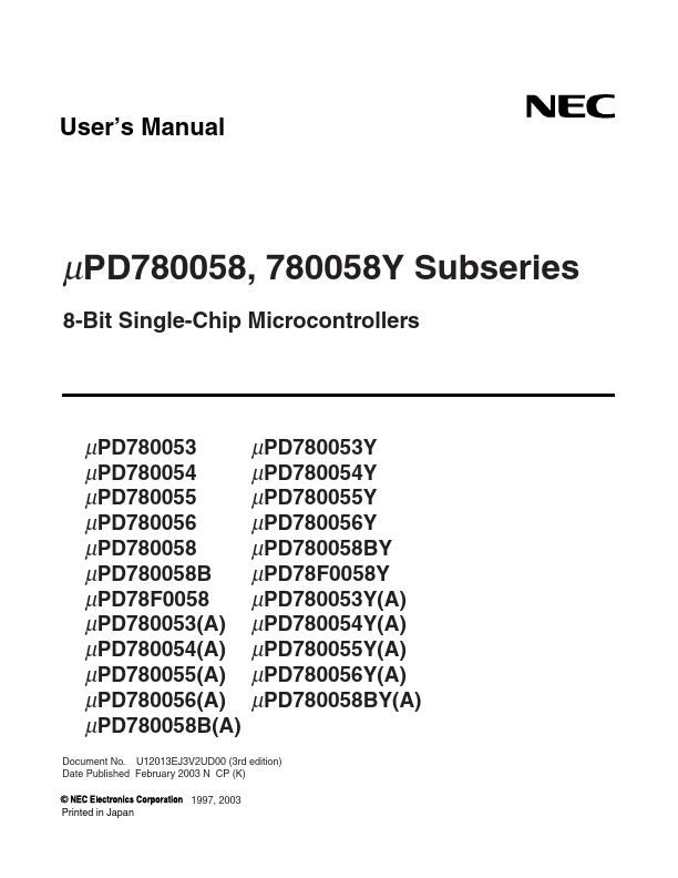UPD78F0058BY NEC Electronics