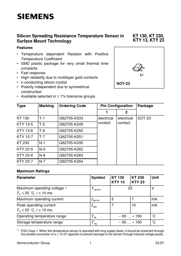 KTY23-6 Siemens Semiconductor Group