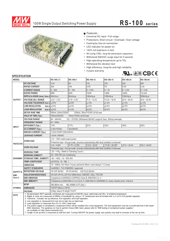 <?=RS-100-3.3?> डेटा पत्रक पीडीएफ