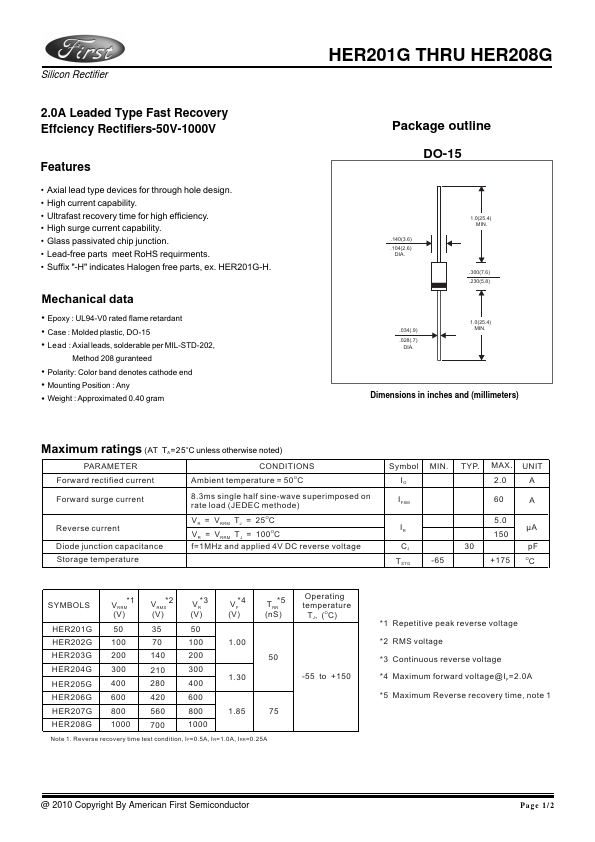 HER208G American First Semiconductor