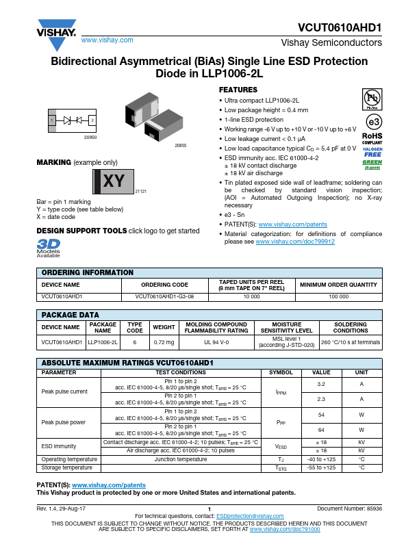 <?=VCUT0610AHD1?> डेटा पत्रक पीडीएफ