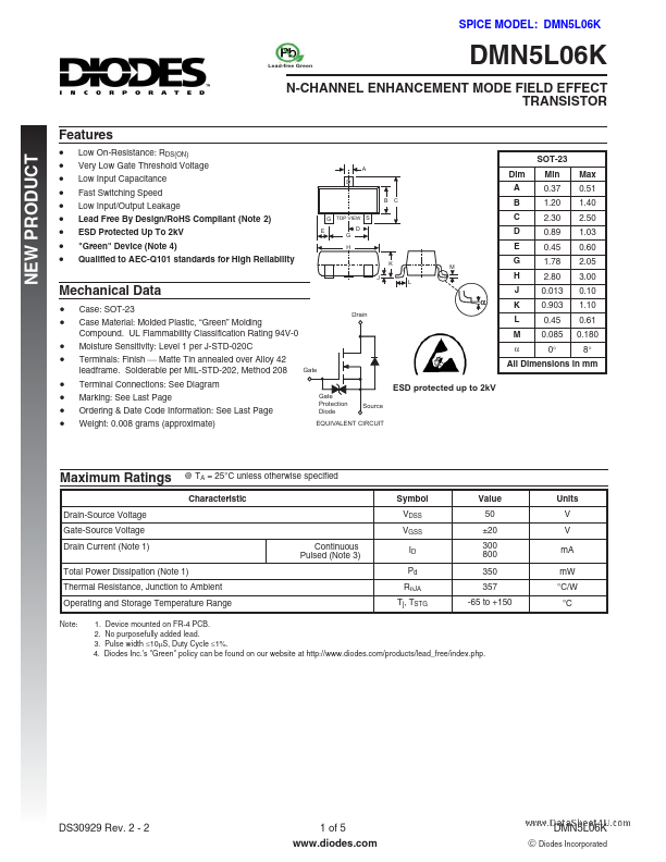 DMN5L06K Diodes Incorporated