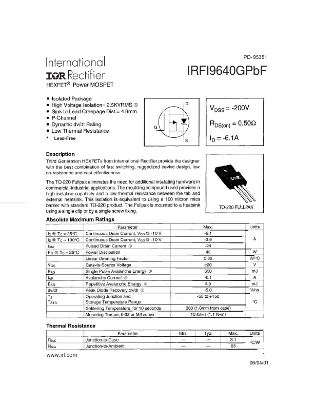 IRFI9640GPBF International Rectifier