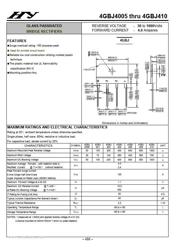 4GBJ4005 HY ELECTRONIC