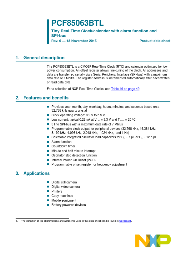 PCF85063BTL NXP