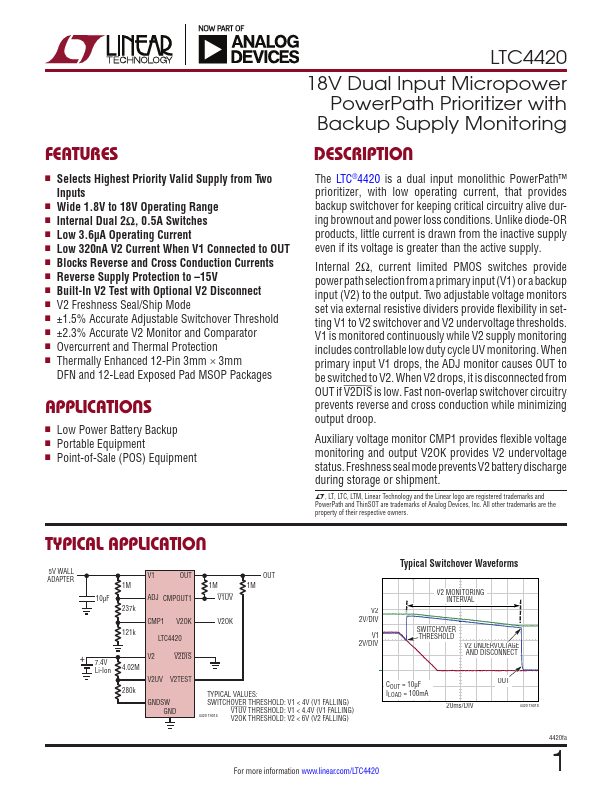 <?=LTC4420?> डेटा पत्रक पीडीएफ