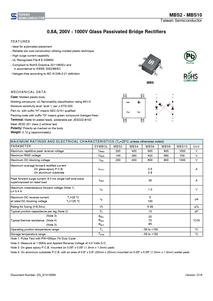 MBS10 Taiwan Semiconductor
