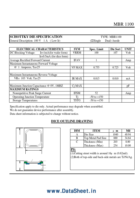 MBR1100 Shanghai SIM-BCD Semiconductor