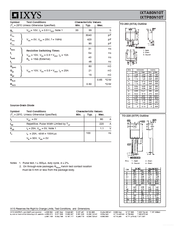 IXTA80N10T