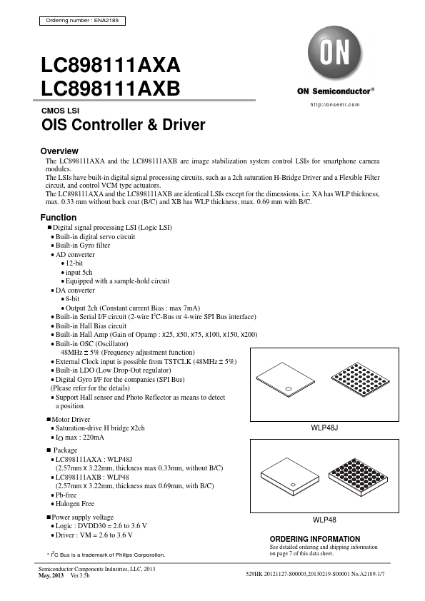 <?=LC898111AXB?> डेटा पत्रक पीडीएफ