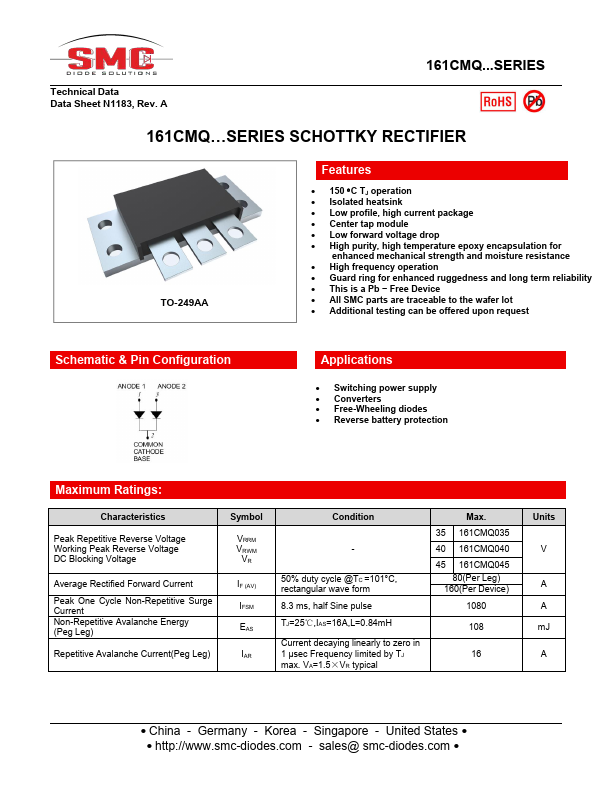 161CMQ035 SANGDEST MICROELECTRONICS