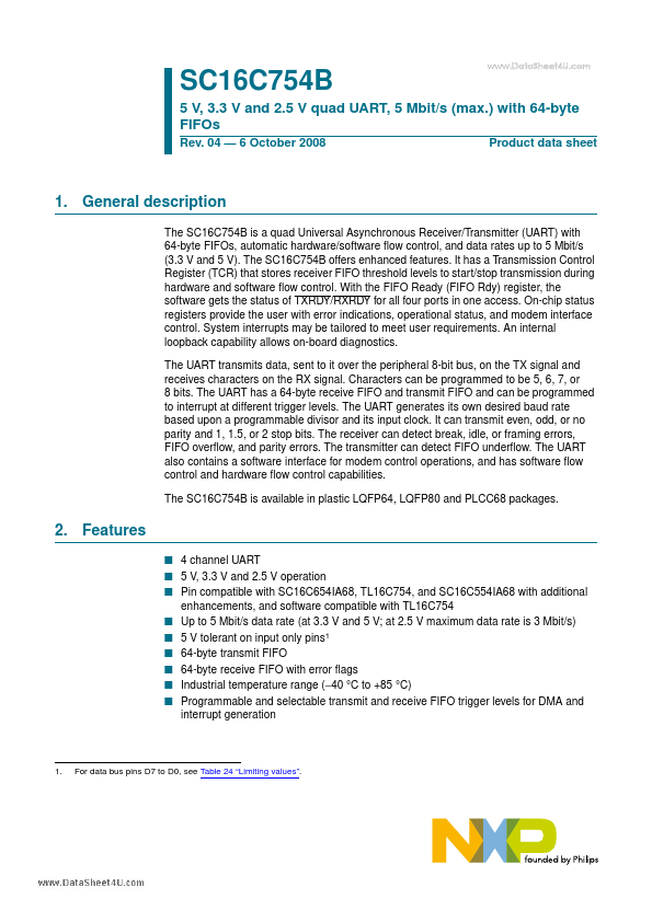 SC16C754B NXP Semiconductors