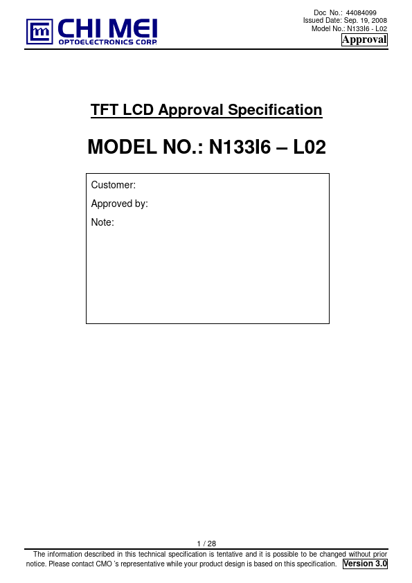 N133I6-L02 CMI MEI