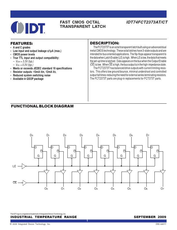 IDT74FCT2573CT Integrated Device Tech