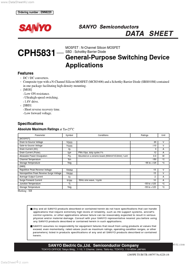CPH5831 Sanyo Semicon Device