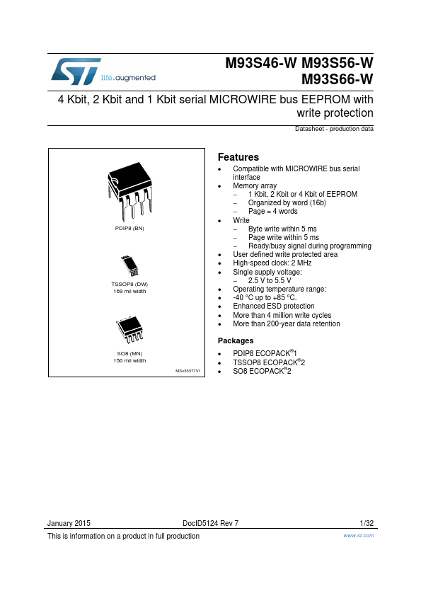 M93S46-W STMicroelectronics