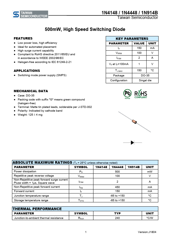 1N4148 Taiwan Semiconductor