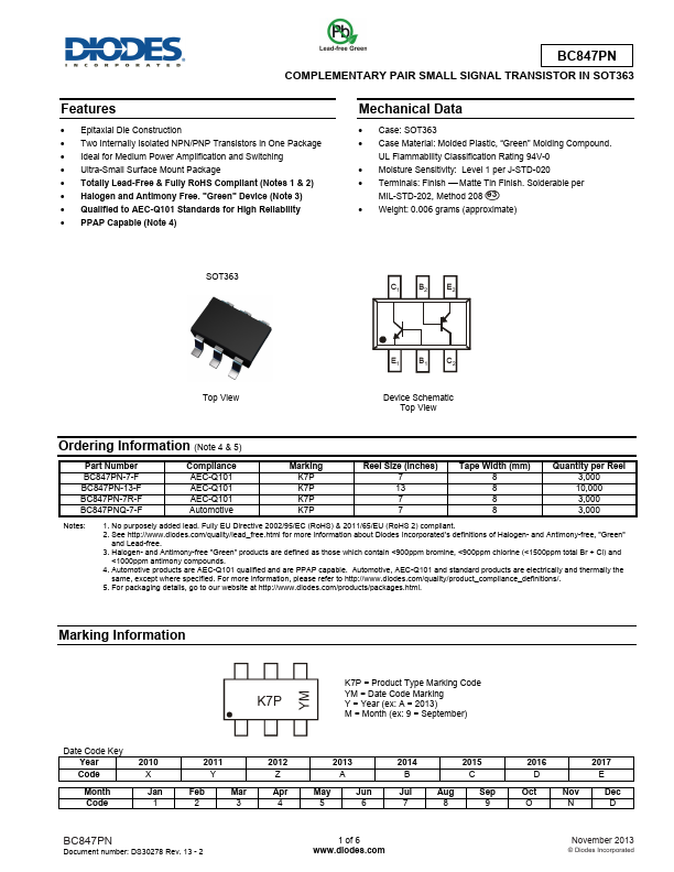 BC847PN Diodes Incorporated