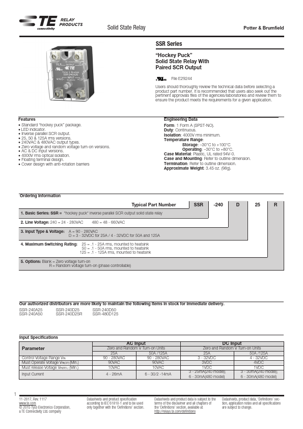 <?=SSR-240A50?> डेटा पत्रक पीडीएफ