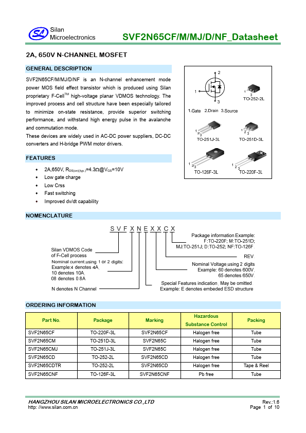 SVF2N65CD Silan Microelectronics