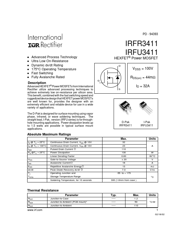 IRFR3411 International Rectifier