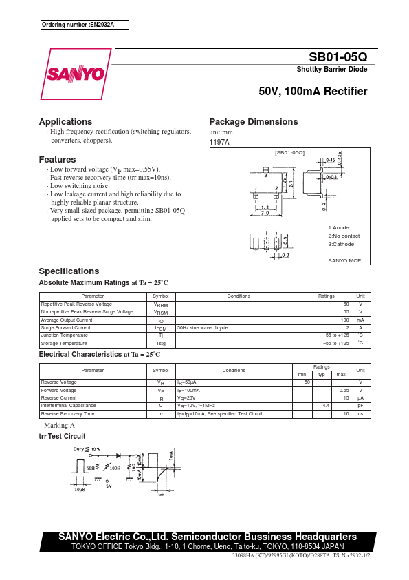 SB01-05Q Sanyo Semicon Device