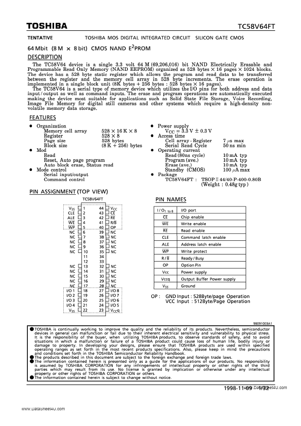 <?=TC58V64FT?> डेटा पत्रक पीडीएफ