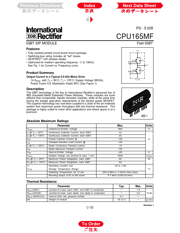 CPU165MF International Rectifier