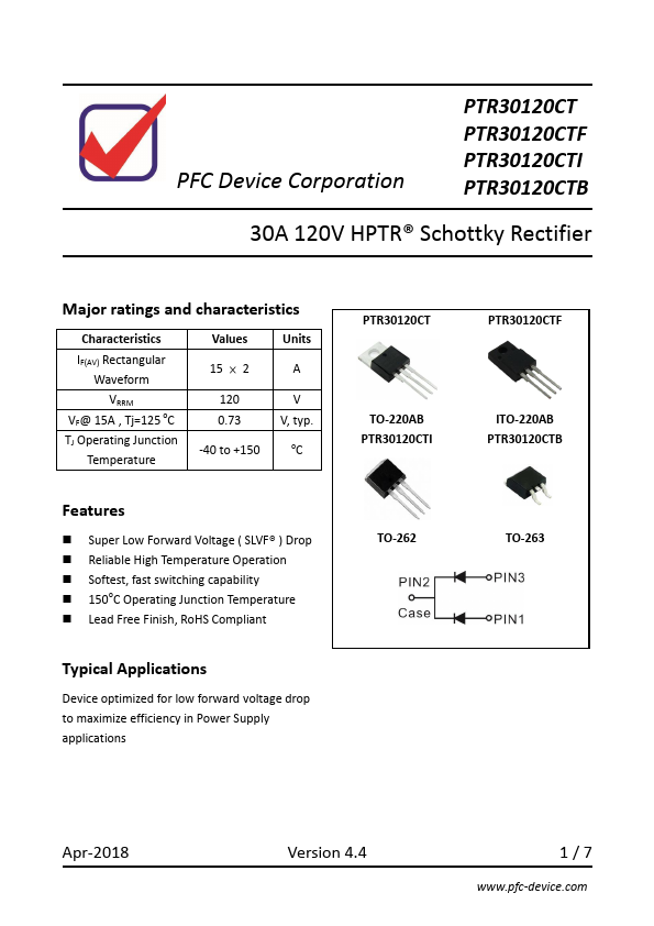 PTR30120CTB PFC Device