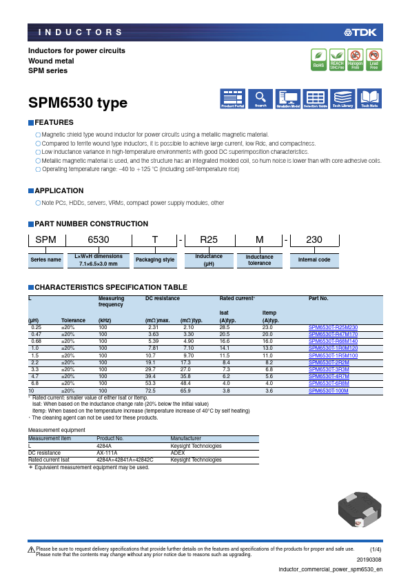 <?=SPM6530?> डेटा पत्रक पीडीएफ