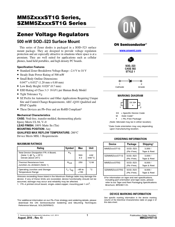 MM5Z2V4ST5G ON Semiconductor