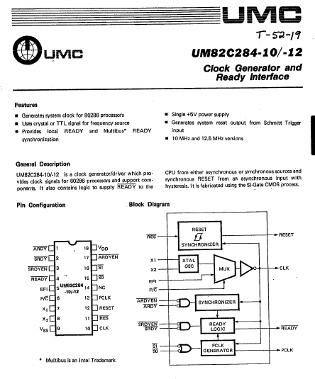 UMC82C284 UMC Corporation