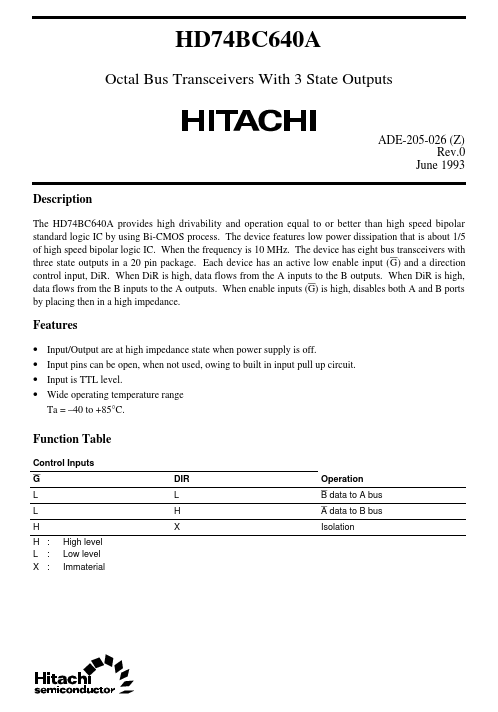 HD74BC640A Hitachi Semiconductor