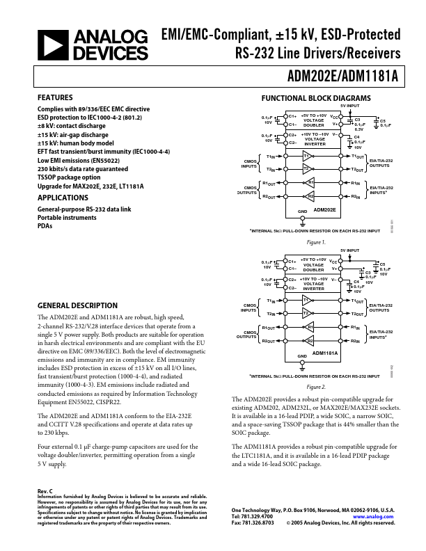 <?=ADM202E?> डेटा पत्रक पीडीएफ