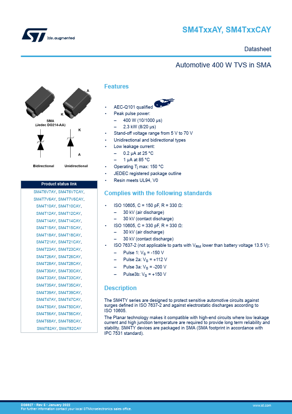 SM4T47AY STMicroelectronics