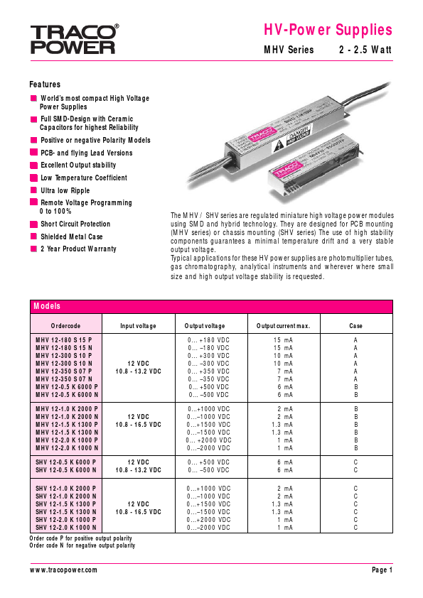 MHV12-180S15P Traco Electronic AG