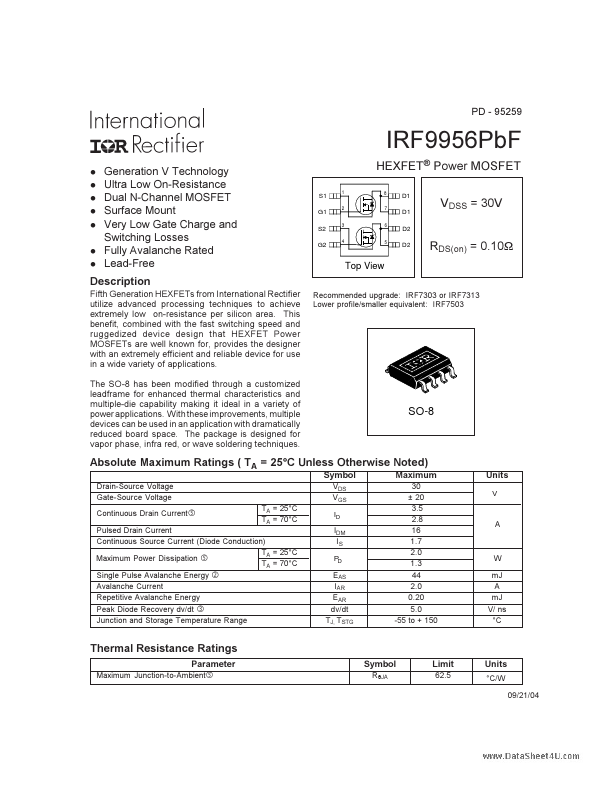 IRF9956PBF International Rectifier