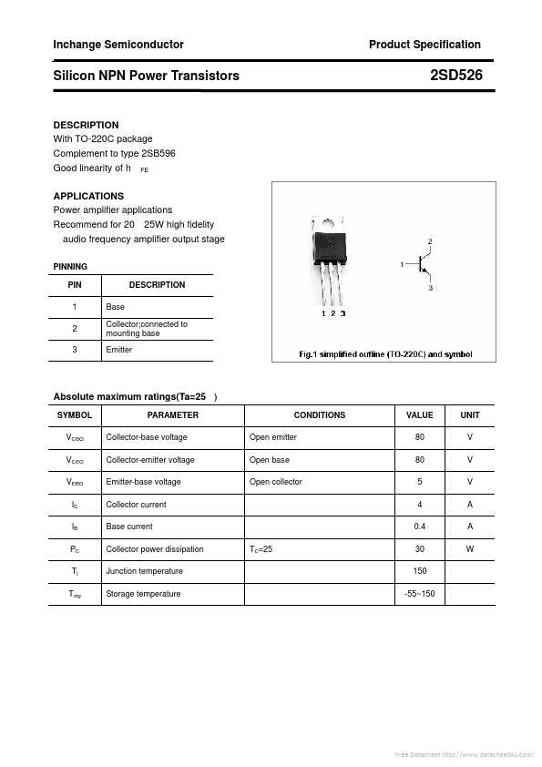 2SD526 Inchange Semiconductor