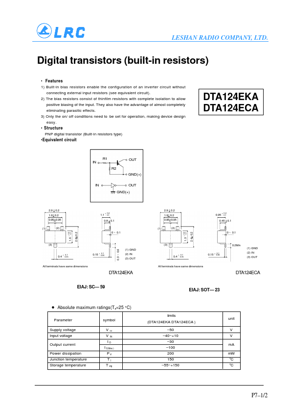 <?=DTA124EKA?> डेटा पत्रक पीडीएफ