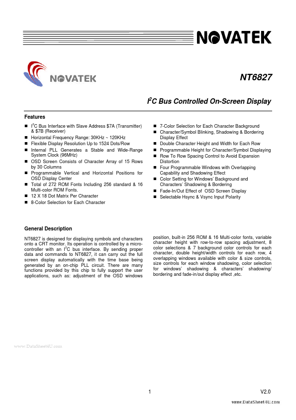 NT6827 Novatek Microelectronics