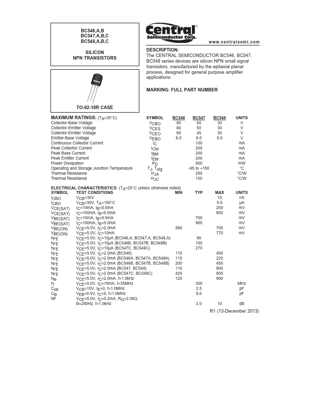 BC548 Central Semiconductor