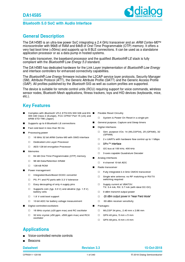 DA14585 Dialog Semiconductor