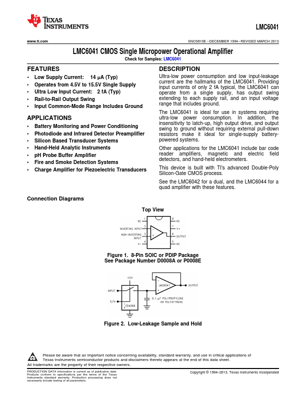 LMC6041 Texas Instruments