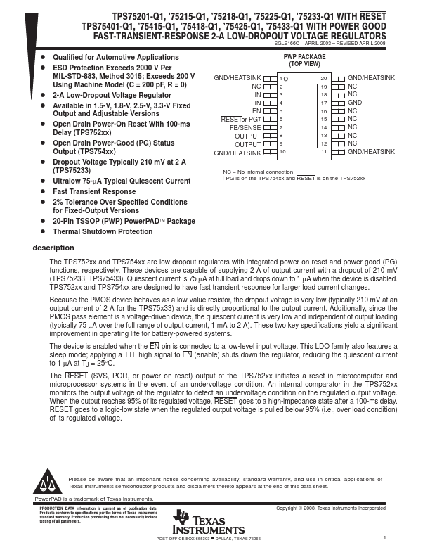 TPS75401-Q1 Texas Instruments