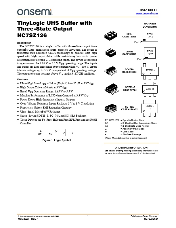 NC7SZ126 ON Semiconductor